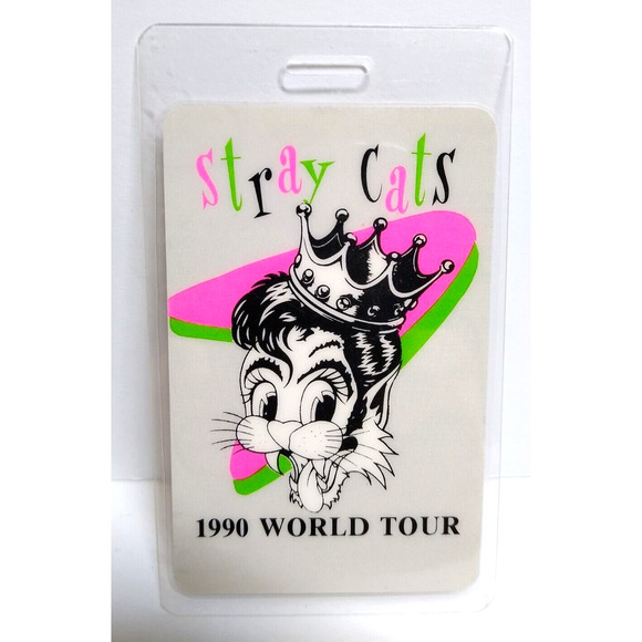 Stray Cats Backstage Pass Original 1990 World Tour Cool Cat Hat Crown Rockabilly - Picture 1 of 4
